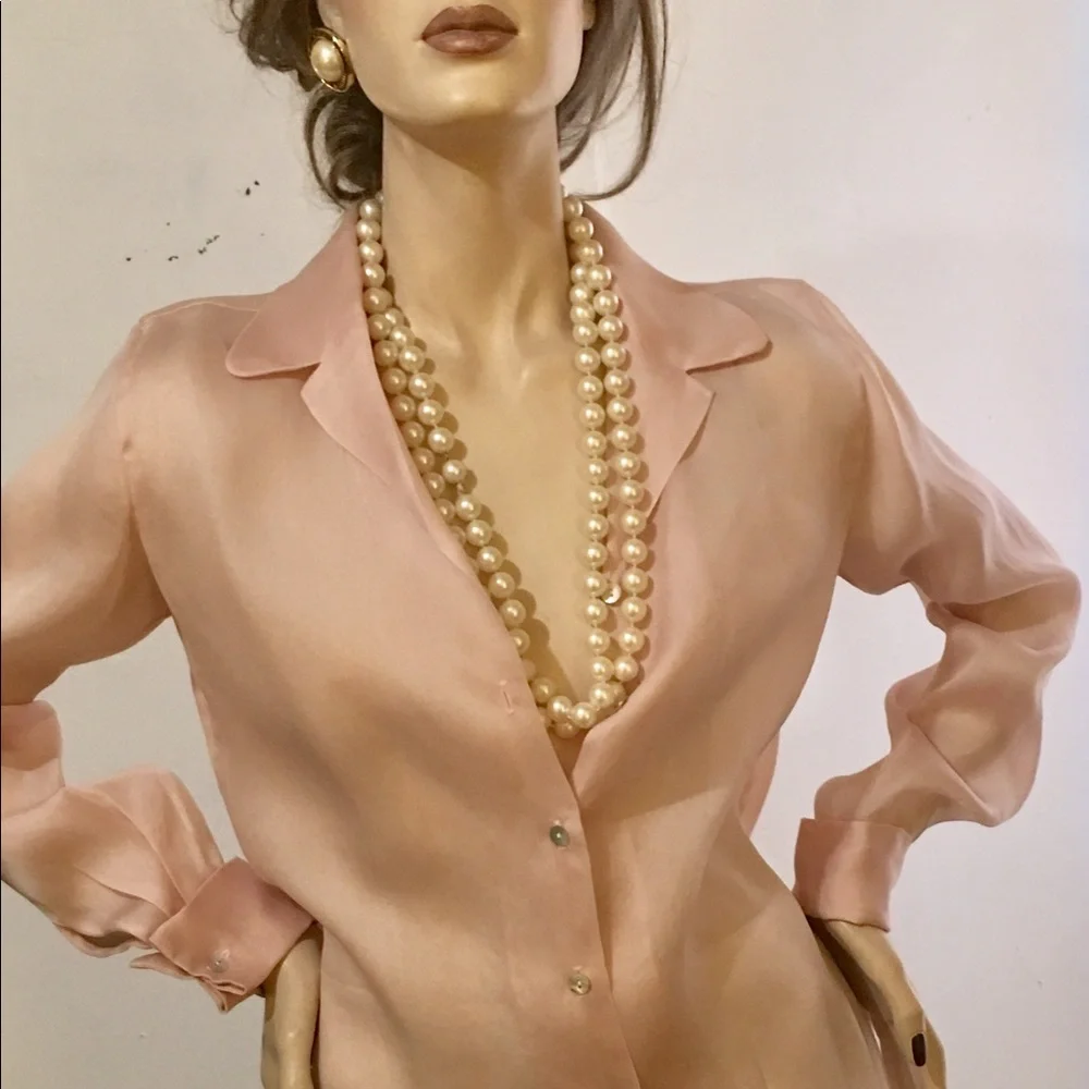 Vintage Brooks Brothers Women organza blush blouse - Picture 1 of 7